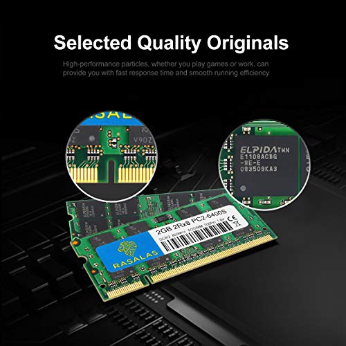 Image of Rasalas PC2-6400 DDR2 800 Sodimm DDR2 4GB Kit (2x2GB) PC2 6400S 2RX8 1.8V CL6 RAM Memory Modules for Laptop Computer