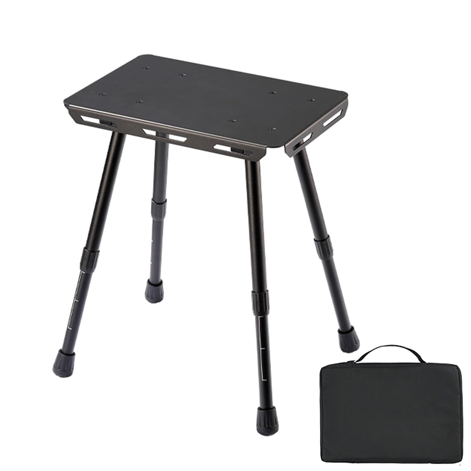 Chaise pliante camping légère avec hauteur réglable et sac noir