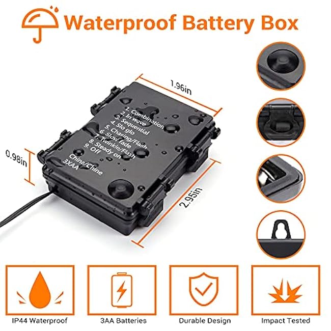 Lomotech Orange Purple Halloween Lights, 2 Pack 16.4ft 50 LED Battery Operated Halloween Fairy Lights with Timer Function, 8 Modes Waterproof Twinkle Lights for Halloween Decorations (Black Wire)