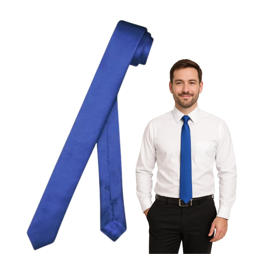 RockParty Men's 3" Wide Tie – Solid Royal Blue Necktie, Classic Formal Business Neckwear for Suits, Weddings & Office Wear (7cm Width)