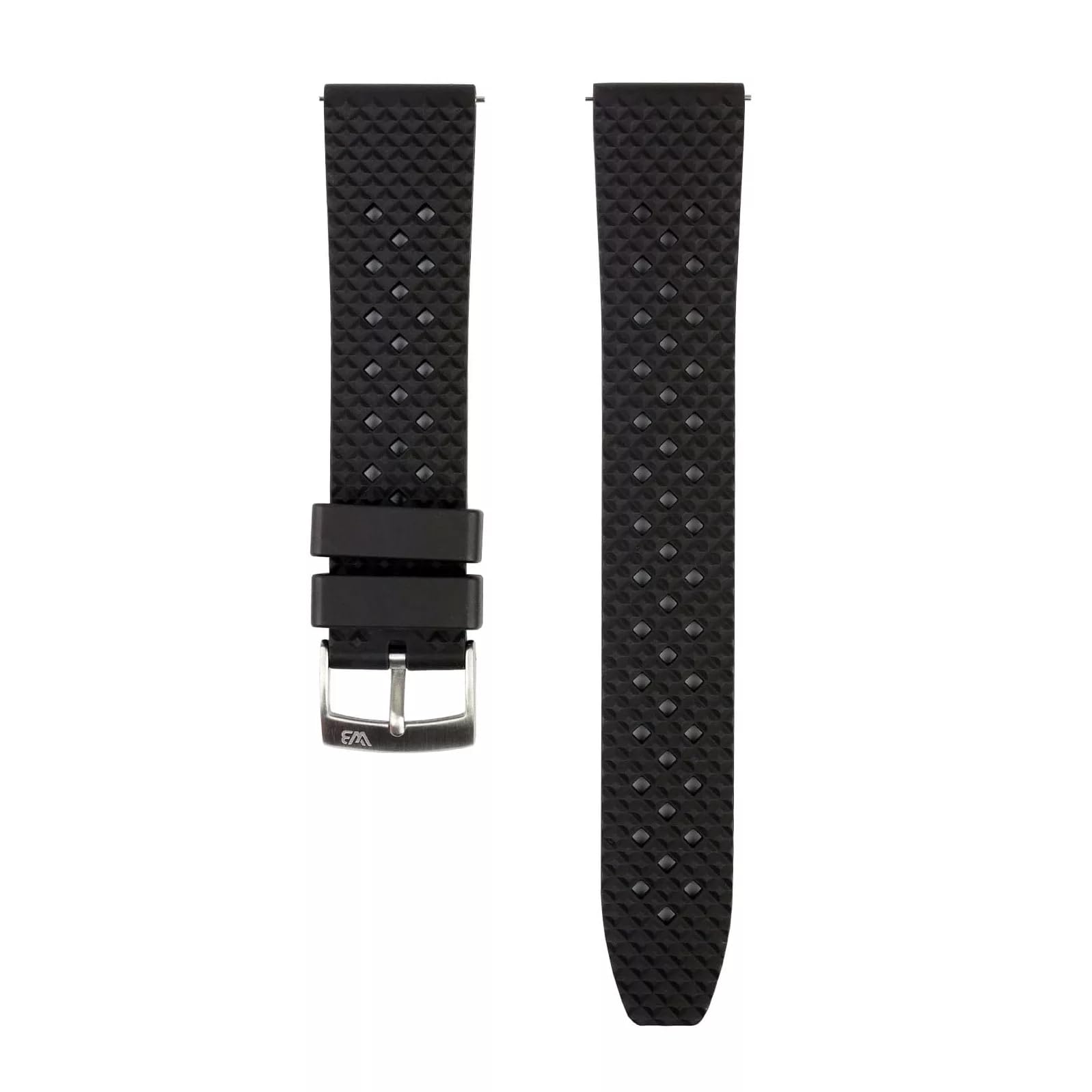 Kautschuk-Uhrenarmband im Rauten-Stil | 7 Farben - 20, 22 mm - Schließe: Silber Gebürstet | Gummi | Ersatz-Armband