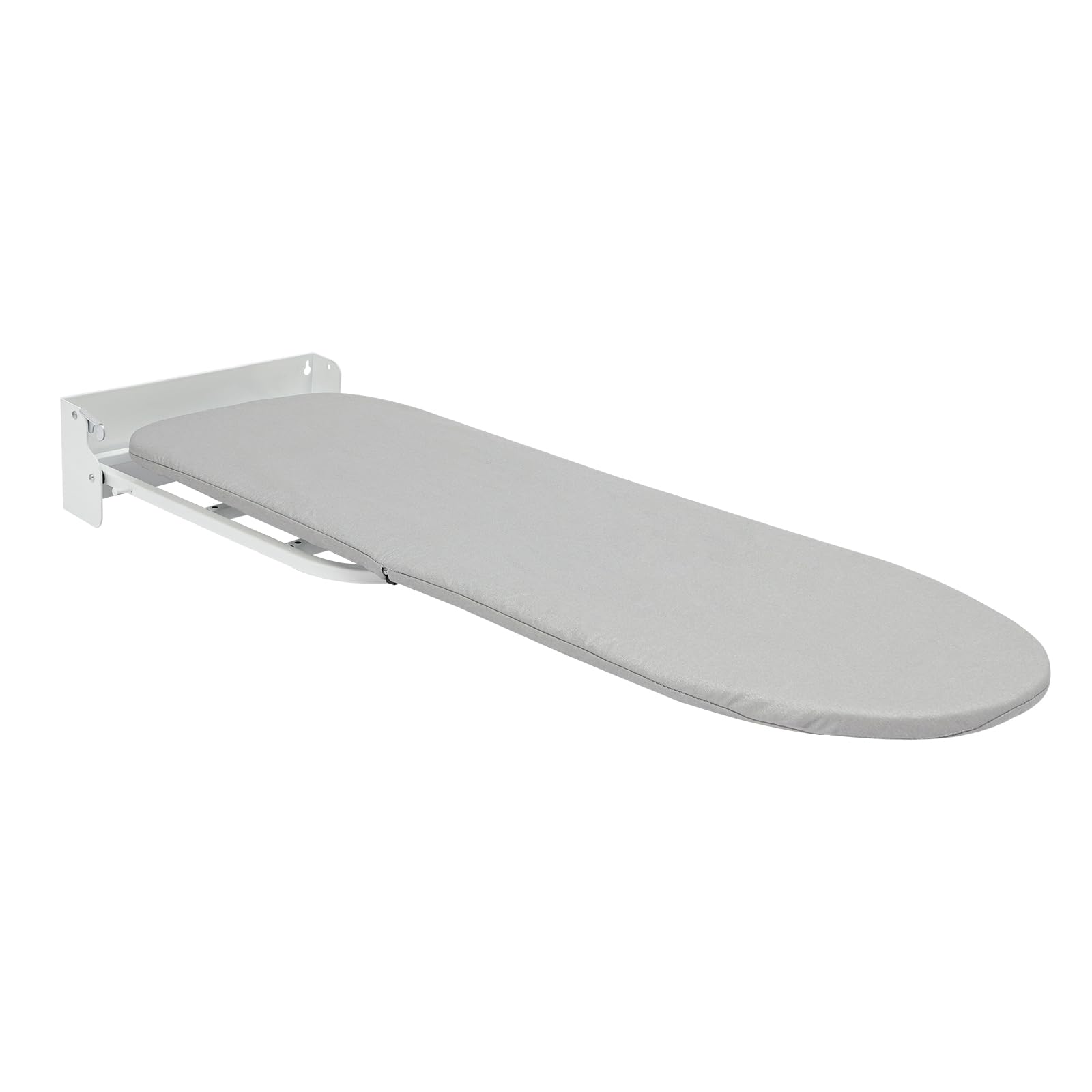 Tabla de planchar plegable, giratoria 180°, tabla de planchar con barra de apoyo, 93 x 31,5 x 14 cm, tejido de metal estable, tabla de planchar para pared, para dormitorios, apartamentos y viajes