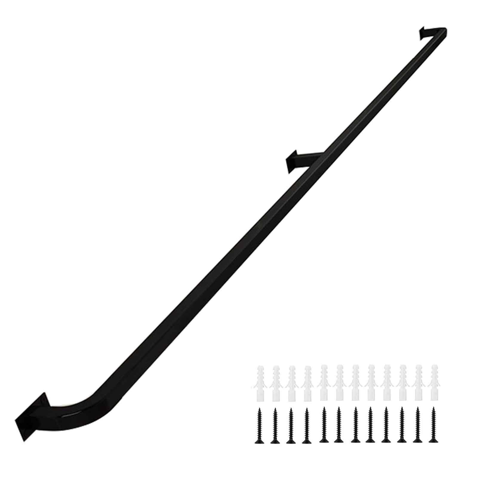 Square Wrought Iron Stair Handrail, Indoor Staircase Hand Rail, Wall Mount Support Handle, Black Metal Stair Railings, Non-Slip Safety Banister(50cm/20in)