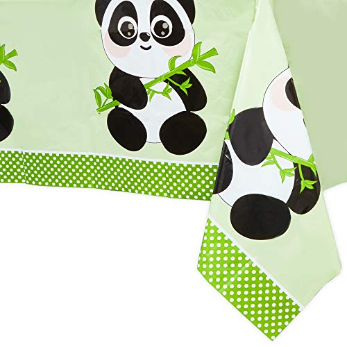 Image of BLUE PANDA Panda Tablecloth - 54 x 108 in, Green, 3 Pack - Plastic Tablecloth - Disposable Table Cover for Panda Birthday Party Decoration & Theme