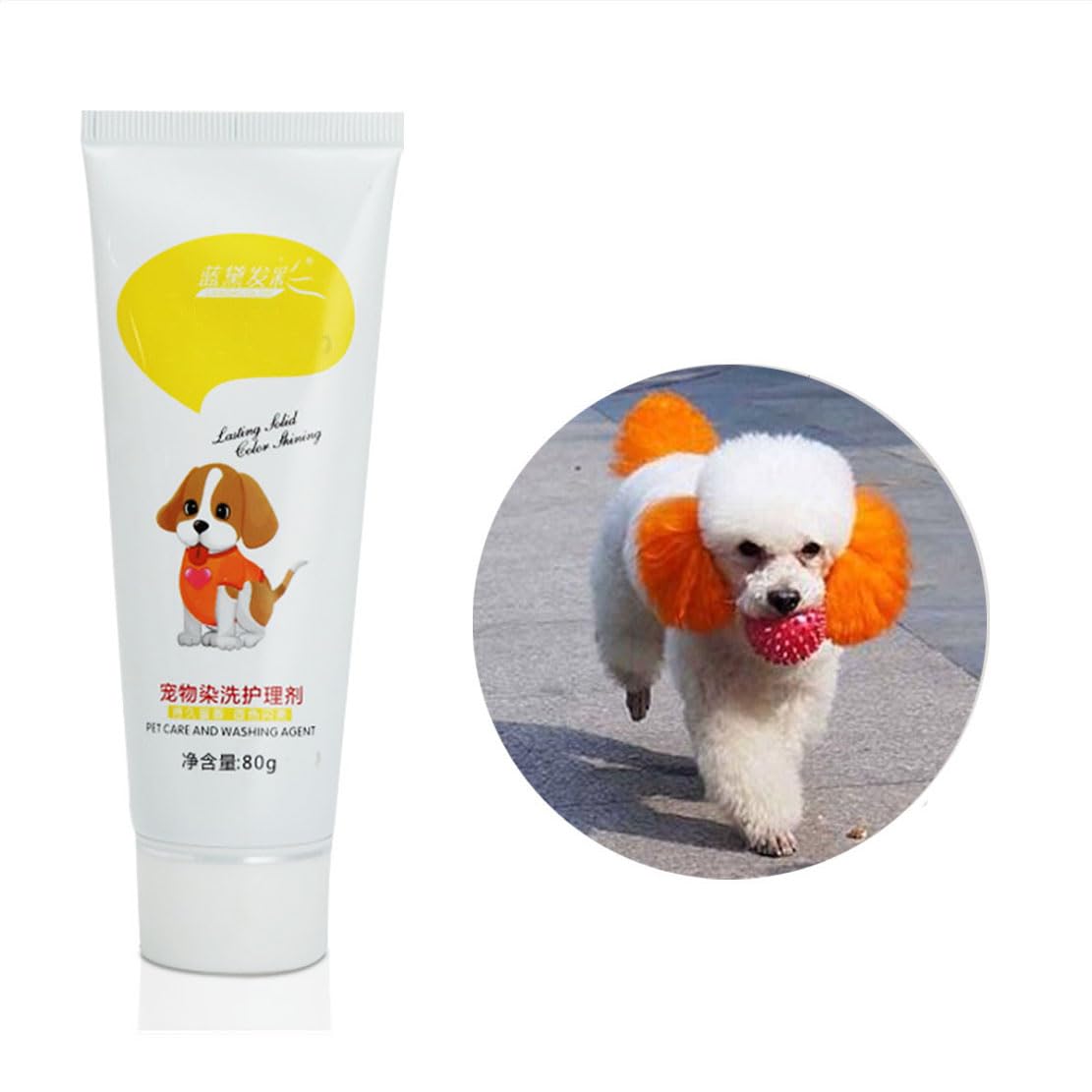 Dog Hair Dye, Pet Hair Dye with Multiple Colours Available, Fruit-Scented, Long-Lasting Professional Grooming Colour Treatment with Care Effect, Pet-Safe Formula (03# orange)