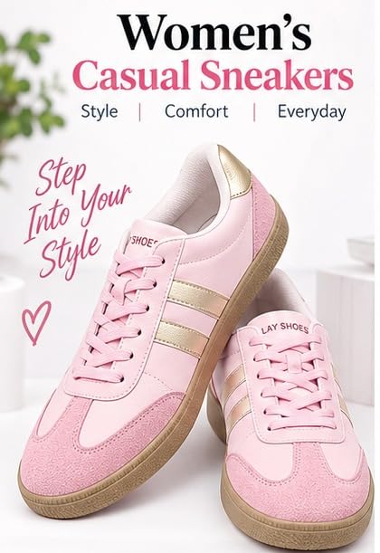 Image of Casual Sneaker Shoes for Women | Soft Cushioned Insole | Sneakers for Woman | Lightweight | Comfortable | Stylish, Trendy Girls and Women Sneakers with Laces
