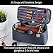 ELLIS JAMES DESIGNS Large Travel Makeup Bag Organizer - Cosmetic Train Case Toiletry Bags for Women - Grey - With Handle and Make Up Brush Holders - Professional Hair Dryer Cases and Beauty Storage