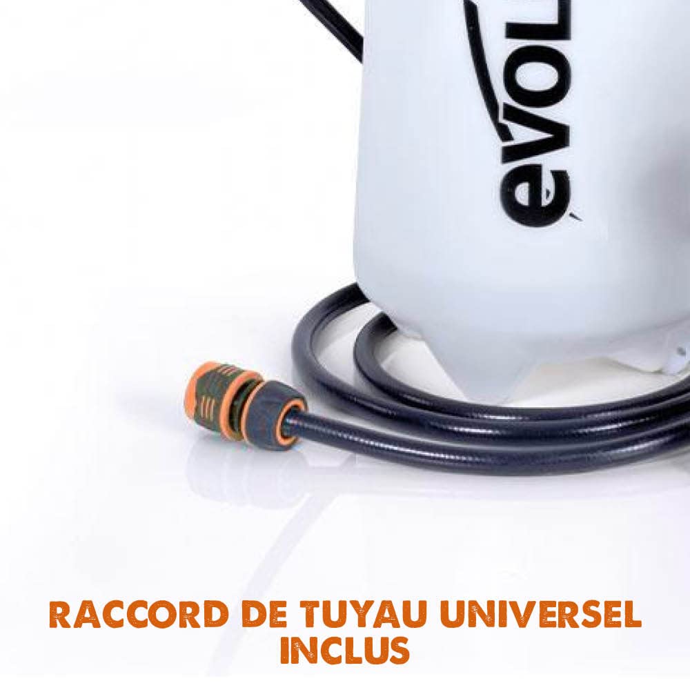 Evolution Bouteille d'eau pressurisée 15L avec pompe à pied et tuyau de 3 m pour la suppression de la poussière