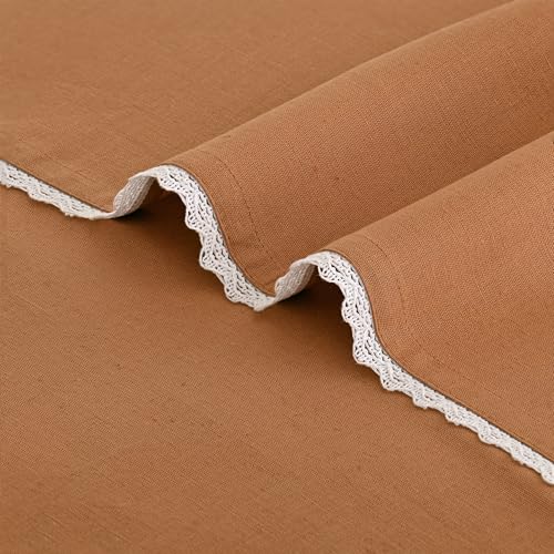Image of FINGERCRAFT Lace Trim Cloth Napkins Set of 6, 20x20 Inch Cotton Linen Blend Dinner Napkins, Reusable Washable Table Napkins for Wedding, Farmhouse Dining, Parties & Home Decor (Rust)