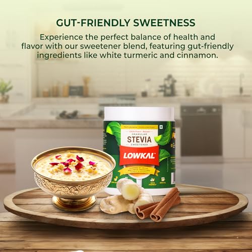 Image of LowKal Stevia Powder, 250g | Natural, Zero Calorie, No Sugar-Spike Ingredients | With Gut-Friendly Turmeric & Cinnamon | Sugar Free Stevia Powder