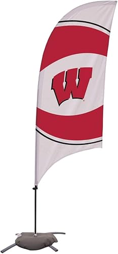 Victory Corps 810029WIS-003 Wisconsin Badgers - Bandera de plumas de navaja con base de cruz (7.5in)