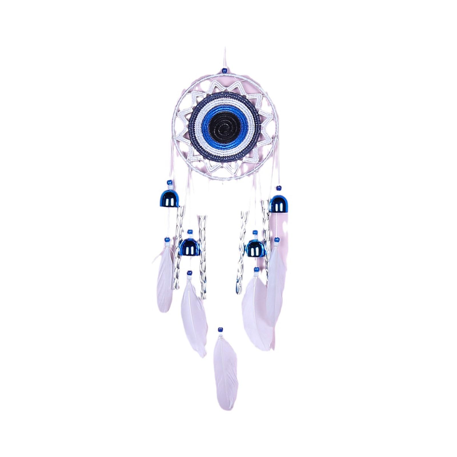 Jazuaiao Decorative Blue Eye Feather Dream Catcher Artificial Handwoven Feather Pendant for Home Bedroom Room Decoration Supply Dream Catcher