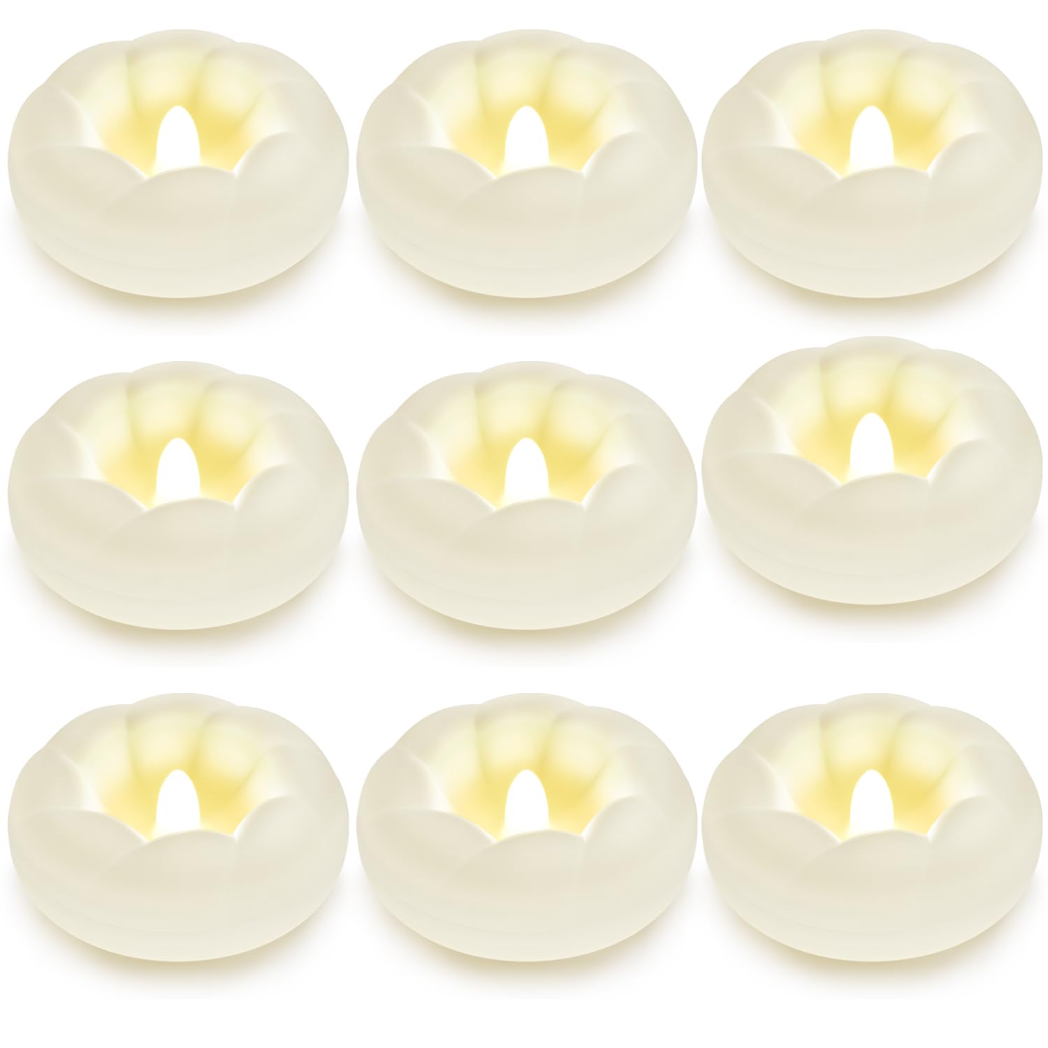 12pack Flameless LED White Floating Candles, 3'' Plastic Battery Operated Flickering Waterproof Tealights for Cylinder Vases, Centerpieces at Wedding, Party, Pool, Holiday
