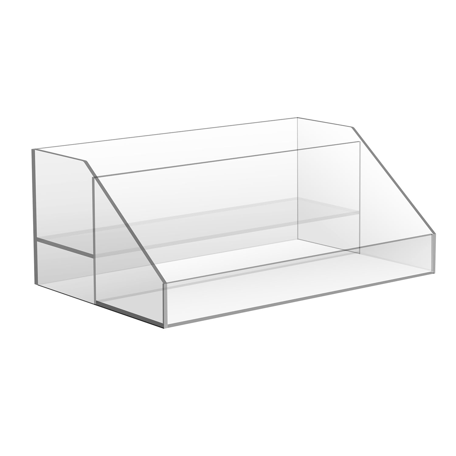 JessLab 2-Tier Clear Display Stand, Acrylic Makeup Organizer for Perfume, Brushes, Eyeshadow Palettes, Beauty Supplies