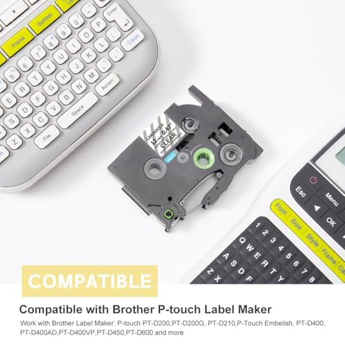 Image of COLORTY Replacement for Brother P-Touch Label Maker Tape TZe 12mm 0.47 Clear Ribbon Laminated TZ Color on Transparent Refills for Ptouch PT-D210 D220 H110 1000 1280 D400 Cube, 1 /2 inch x 26.2', 6 Pack