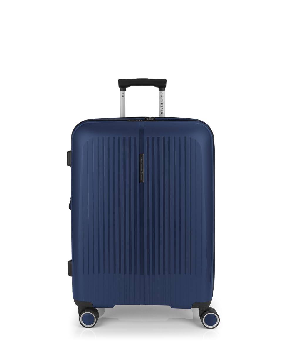 Gabol - Maleta Mediana Expandible Brooklyn 45x65x27/30 cm - Equipaje Ligero 3,4kg con Capacidad 70/77,8L - 4 Ruedas Dobles 360° y Cerradura TSA - Diseño Español en Polipropileno - Azul