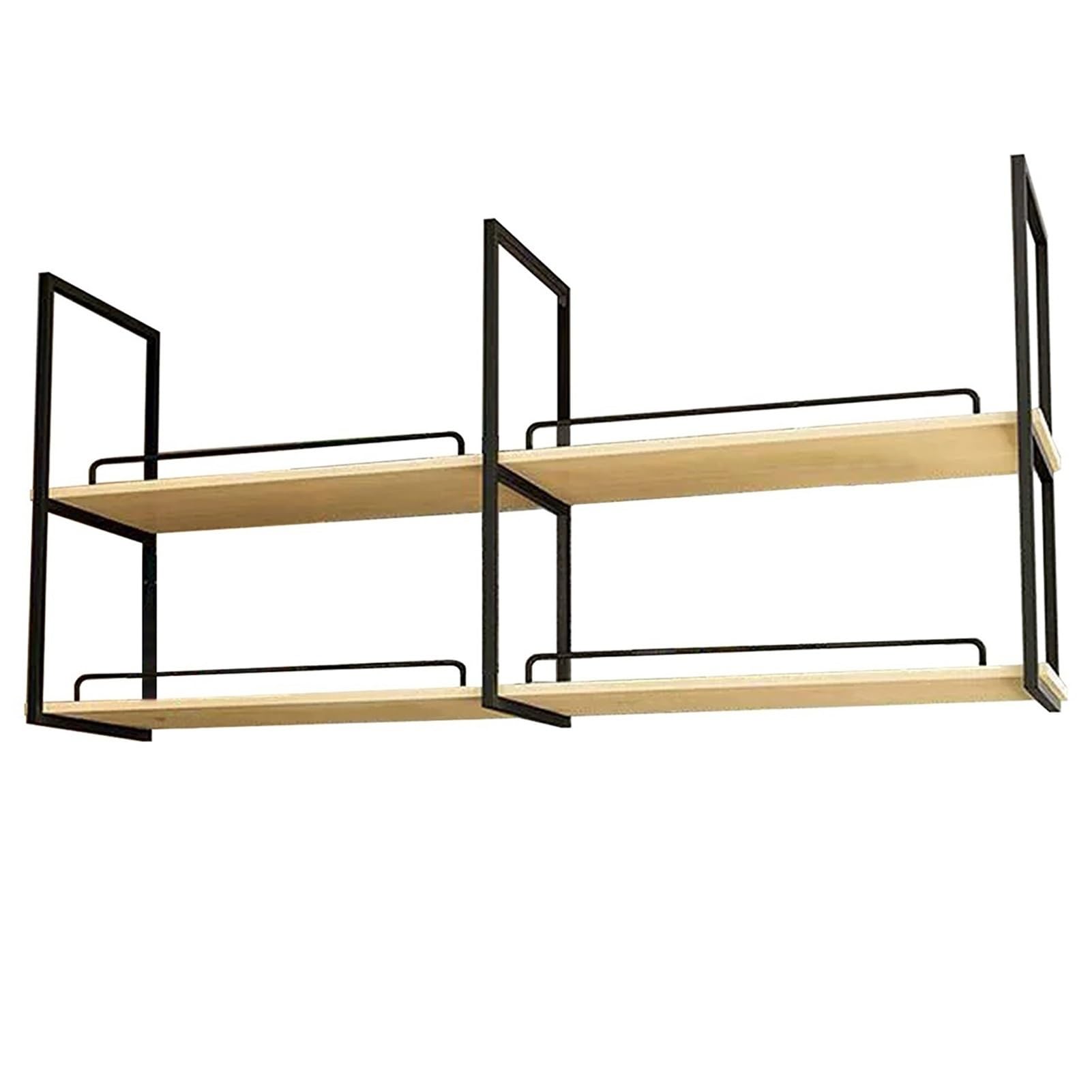 ksxnkhk Ceiling Shelf Wood Shelving Kitchens Storage Rack, Hanging Decorations Display Racks for Bars Restaurants, Floating Suspended Shelves | 2-Layer(Black,100x30x80cm)