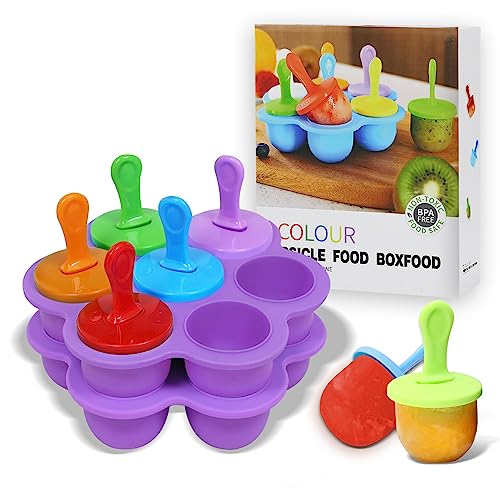 Image of Silicone Popsicle Molds 14-cavity DIY 2Pcs Ice Pop Mold with Colorful Sticks For egg biting ice cream molds baby food storage containers non stick cake molds (Purple&Purple)