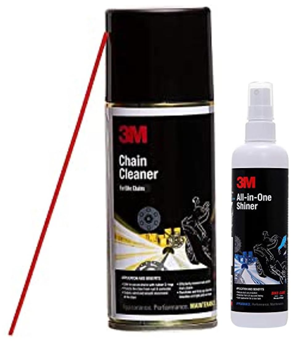 3M Chain Cleaner Spray for Bikes (475 g) | Chain Dirt and Grease remover Spray & 3M All-in-One Shiner (250 ml) | Restore shine on plastic & leather parts on Bikes | Reduce Dust accumulation-image-25