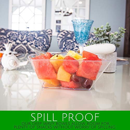 Plasticpro Disposable Elegant Wave Design Square Plastic Serving Bowls Heavy Duty For Party'S Snack Or Salad Bowl thumb #3