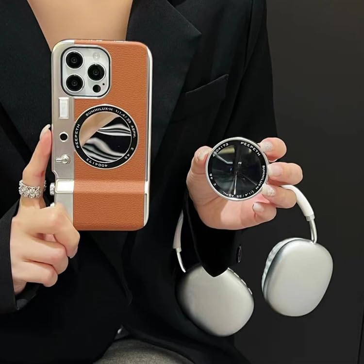 Image of MILLION CASES Back Cover Case for iPhone 14 Pro Shockproof Protective Retro Camera Lens Aesthetic Case for Men & Boys(Brown)