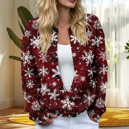 Christmas Sweaters for Women Plus Size Ugly Sweater Button Cardigan - image 3