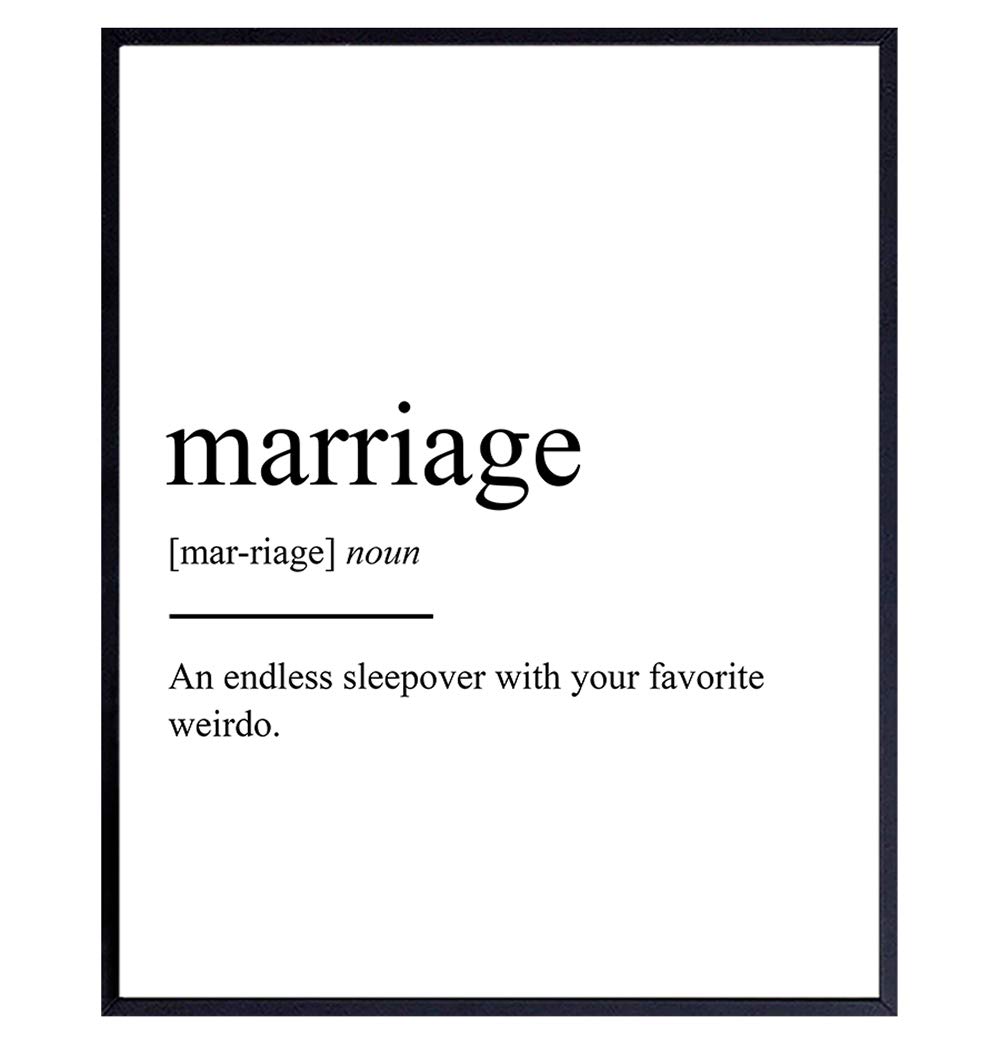 Marriage Definition Wall Art, Home Decor - Funny Poster, Print, Unique Room Decorations - Sentimental Romantic Gift for Wedding, Bridal Shower, Bride,