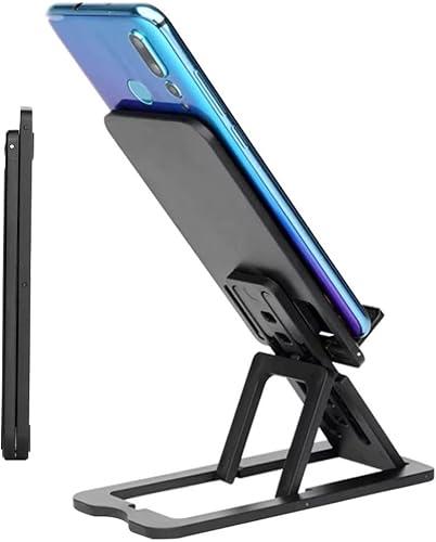 Miniatura 2 de Soporte para teléfono celular y tablet para escritorio, delgado y totalmente plegable con ángulo y altura ajustables, resistente y ligero con