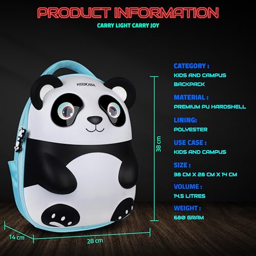 Image of GlowBuddy Panda LED Kids Blue Backpack (14L, 15 Inch) with Bluetooth App Control | 16x32 Pixel Custom Display | IPX5 Water Resistant | 7-8 Hr Battery | School & Travel Bag for Kids Up to 8 Years