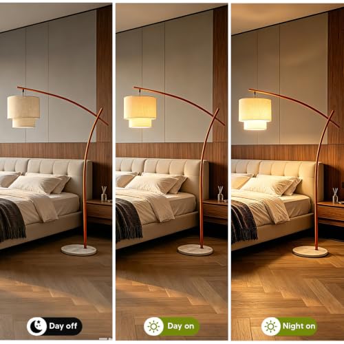 Image of Lightdot Arc Floor Lamp for Living Room, Orange Modern Standing Tall Lamps Dimmable 3000K Warmwhite, LED Floor Lamp Bedside Lamp Tall Lamps for Home Office Bedroom Corner Decor (T45 Bulbs Included)