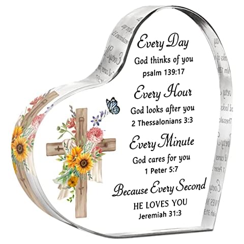 Christian Gifts for Women,Inspirational Gifts with Bible Verse and Prayer, Religious Gifts Scripture Gifts for Women Men Friends Teacher - Personalised Acrylic Plaque Keepsake Paperweight Cover