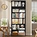Shintenchi Bookshelf,6-Tier Open Bookcase and Bookshelves,6 Shelf Display Storage Shelves Floor Standing 70.6 inches Tall Bookcase for Home Office, Living Room (Black)
