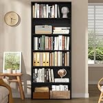 Shintenchi Bookshelf,6-Tier Open Bookcase and Bookshelves,6 Shelf Display Storage Shelves Floor Standing 70.6 inches Tall Bookcase for Home Office, Living Room (Black) - Image 2