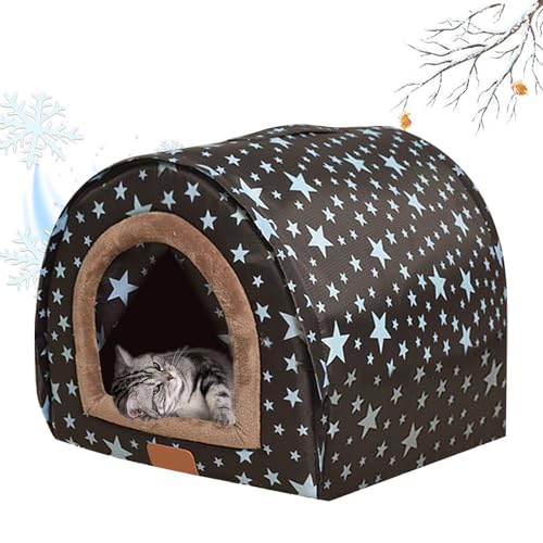 Casa de invierno para perros, casa de invierno para mascotas de 22.4 pulgadas, caseta para perros, Oxford impermeable con interior de franela, refugio cálido para todas las estaciones para mascotas de