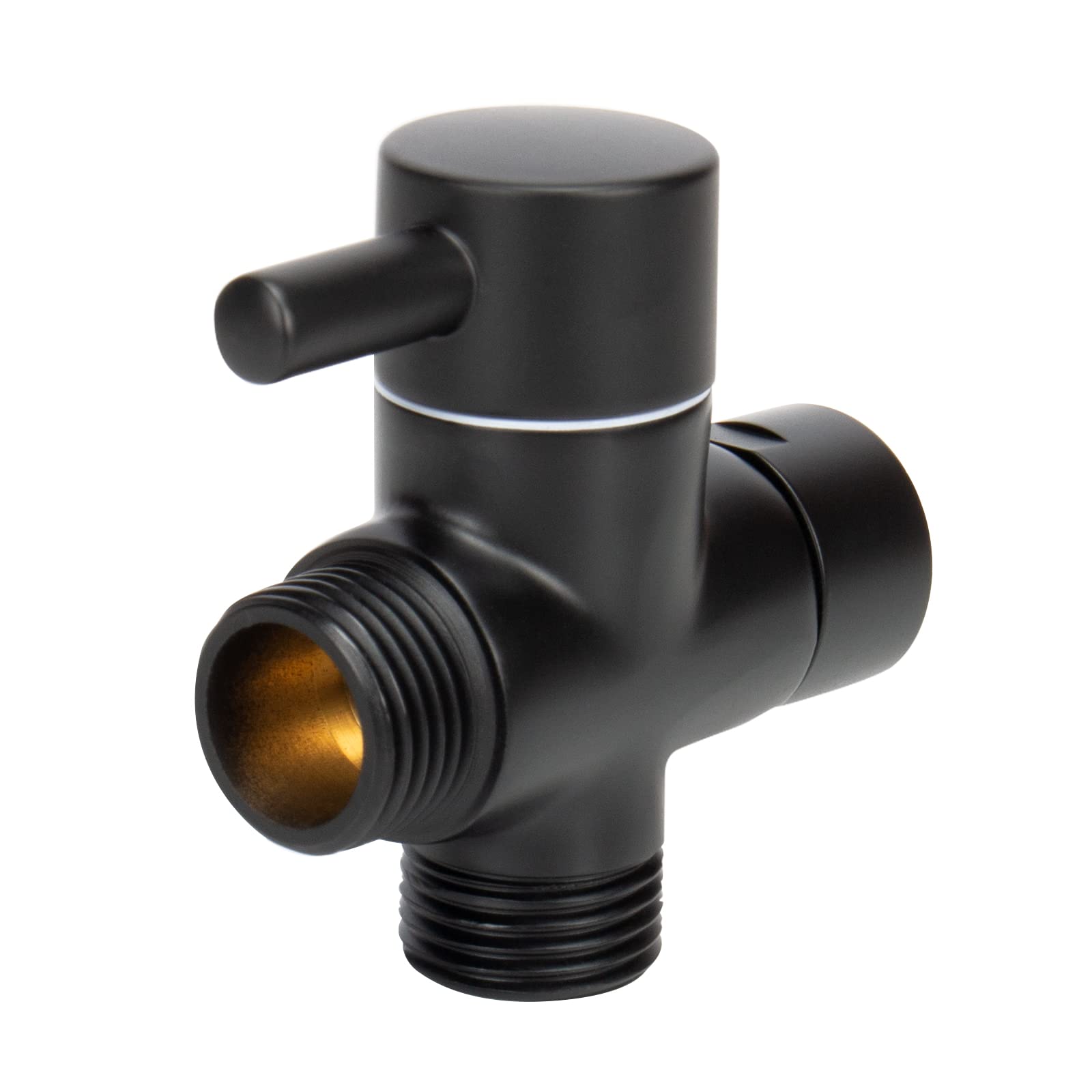 NearMoon Solid Brass G1/2" Shower Arm All Metal Universal 3-Way Diverter Valve for Handheld and Fixed Head, Replacement Component Adapter (Matte Black)