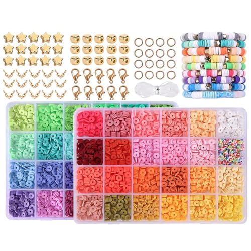 Kit de pulseras de cuentas de arcilla polimérica con caja de almacenamiento para DIY