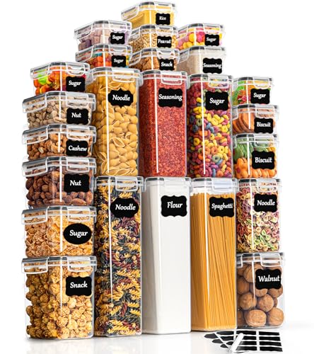 GoMaihe Contenitori Alimentari per Cereali Set 24 Pezzi, Ermetici, Plastica con Coperchio per Alimenti, Utilizzato per la Conservazione di Cereali, Muesli, Farina