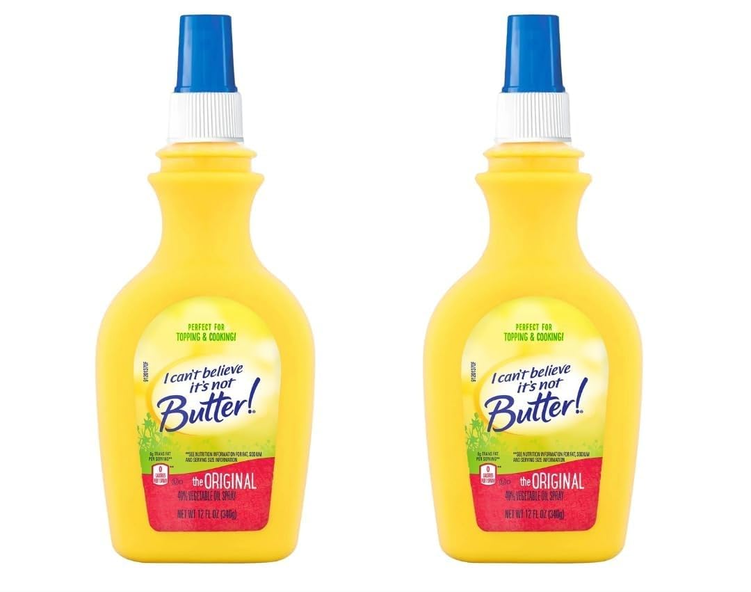 I Can't Believe It's Not Butter Spray 12 oz (2-Pack) Non Dairy Butter Alternative, Plant Based Butter Spray for Popcorn, Cooking, Vegetables and More - Bundled with The Sweet Lyfe fridge magnet