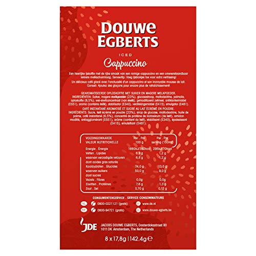 Douwe Egberts Oploskoffie Lekker Koud Cappuccino, (80 Sachets, IJskoffie, Instant Koffie), 8 x 4 Zakjes - Afbeelding 3