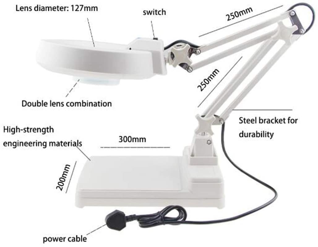 Multifuncional 3X 5X 8X 10X Lupa de Mano con luz LED y Lupa de Escritorio - Diseño Plegable con 30 Luces LED Ajustables - La Mejor Lupa de Manos Libres con Interesting