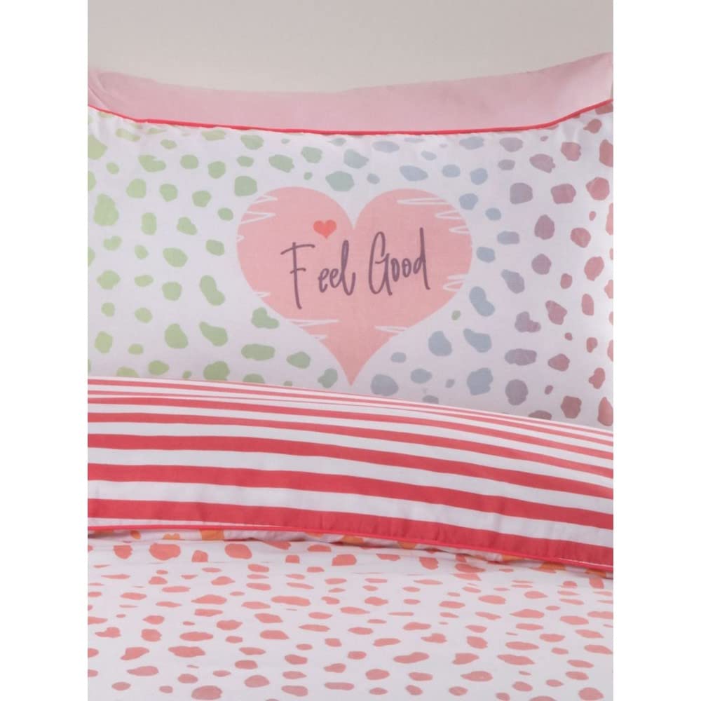 Rapport Home Blush Pink Rapport Dalmatian Blush Piped Edged Finish Double Duvet Cover Set Bedding Set