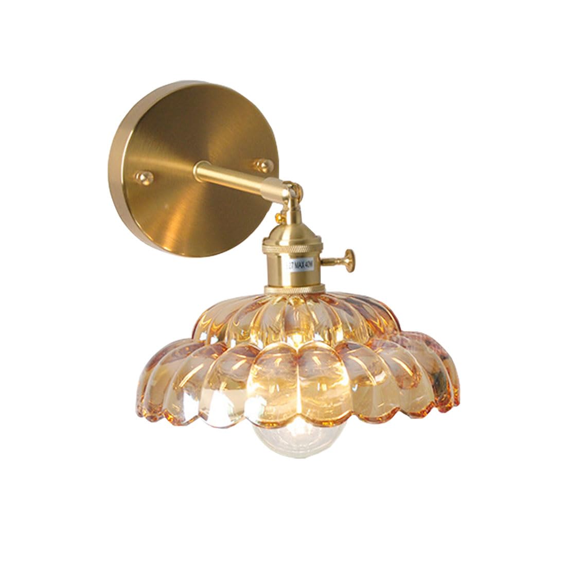 KBUUKYYXouy Wall Lights with Switch, Adjustable Vintage Sconces, Glass Shades, Up & Down Wall Lamp for Bedroom, Living Room, Loft, Bathroom(Brown)