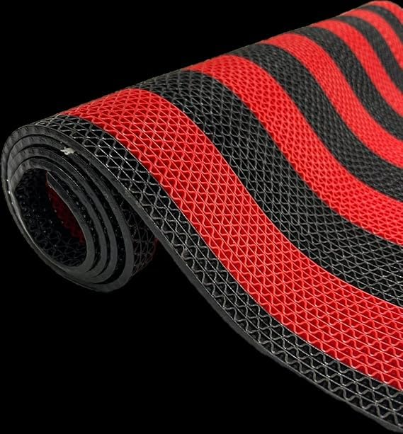 Image of Double Colour Anti Skid & Multipurpose /Bathroom Mat /Shower Mat /Carpet /Rugs /Rainmat /Swimming Pool Mat|Waterproof Doormat for Indoor /Outdoor Home Office Entrance| (Black-Red, 2x10Ft)