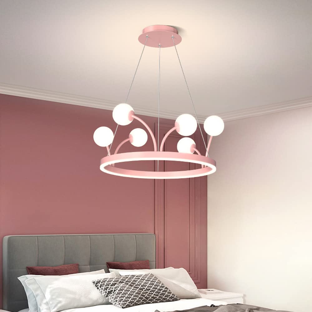 Pokój dziecięcy Żyrandol z koroną Nordic Luksusowy wystrój LED Lampy wiszące Nowoczesny Pokój księżniczki Lampa dziewczęca Salon Sypialnia Lampa wisząca Kreatywne lampy Wizja dnia upamiętniającego