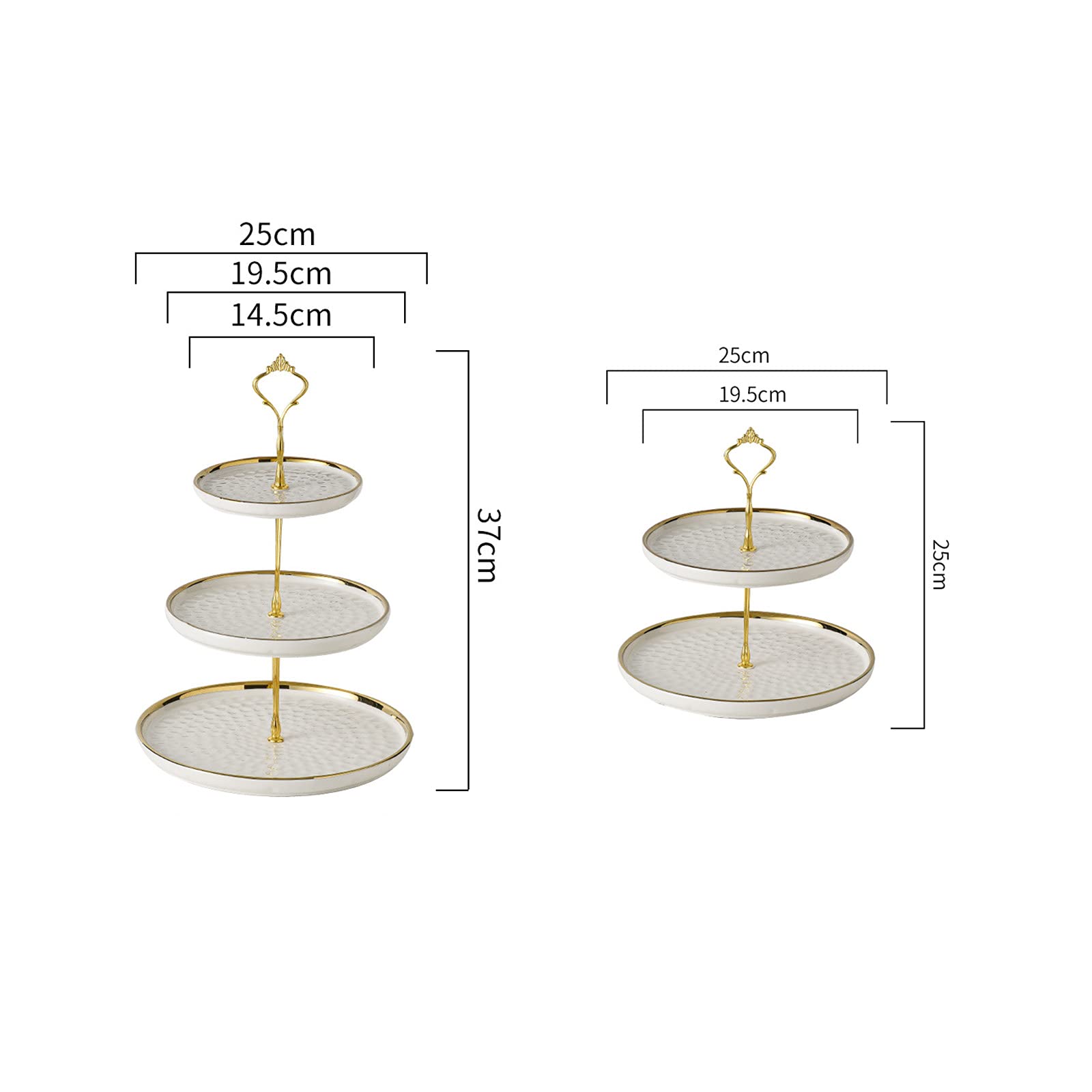 Etagere 3 etagen Keramik Obstteller Tortenständer für Cupcake, Käseplatte Cupcake Dessert Ständer, Metallstab Kuchenständer, Party Hochzeit Deko Tortenständer (Weiß-A, 3 etagen)