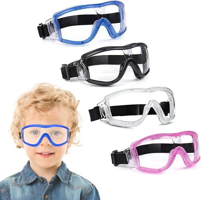 Gafas de seguridad para niños, gafas de seguridad para niños pequeños con antivaho UV, paño de limpieza para lentes transparentes incluido