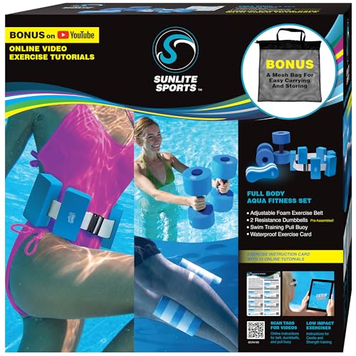 Sunlite Sports Water Workout Combo Set, Aqua Dumbbells...