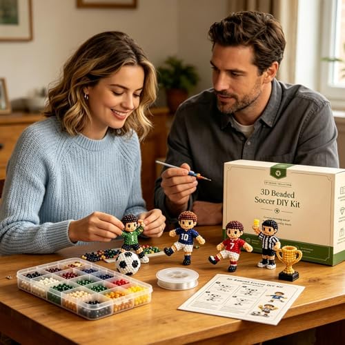 Kit perles figurine 3D foot multicolore avec notice - 2