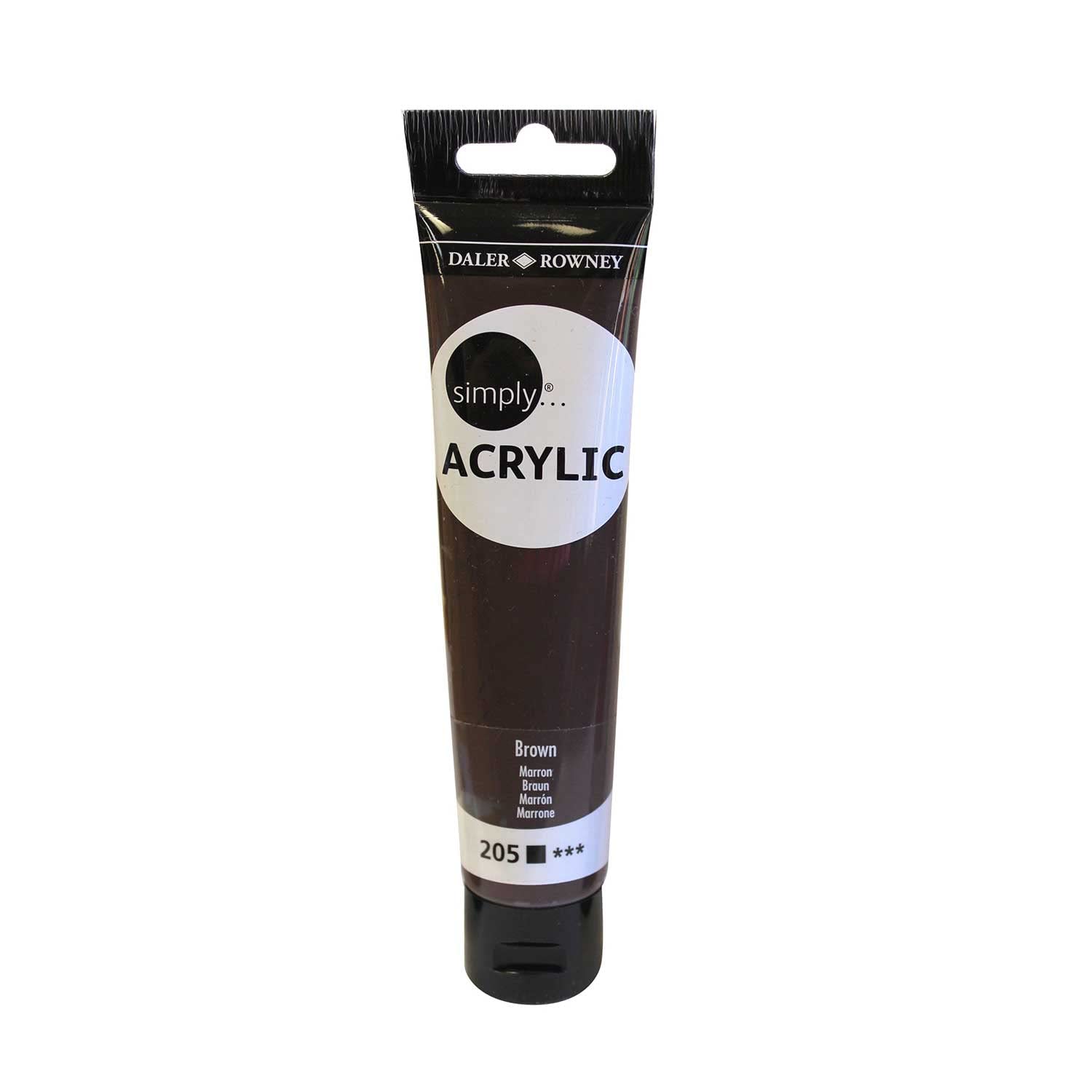 Simply Acrylic Paint 75ml – Brown | Smooth, Vibrant Artist Acrylic Colour for Painting & Craft