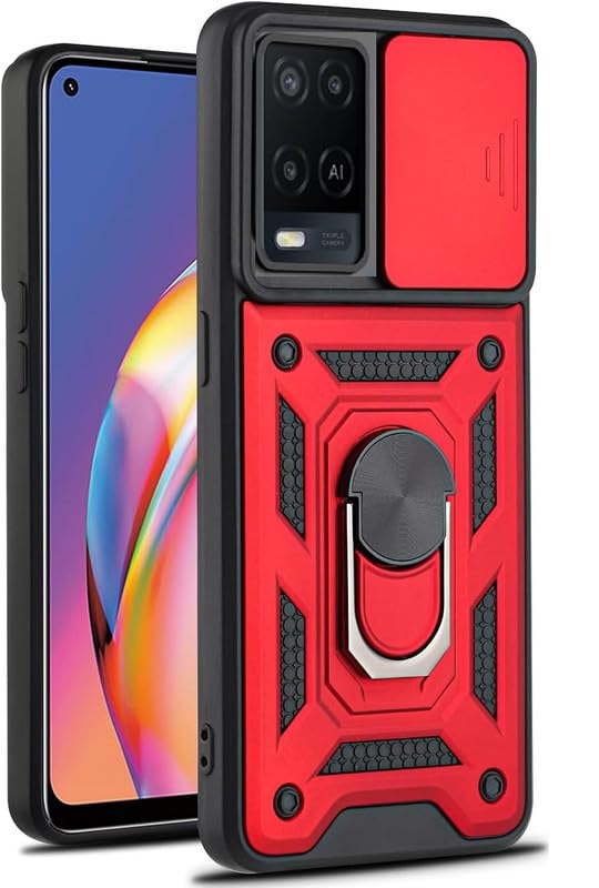 SkyTree Robotic Sliding Camera Case for Oppo A54 4G - Red - Image 1